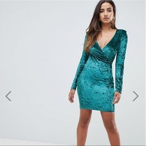 Scarlet Rocks velvet wrap dress in teal